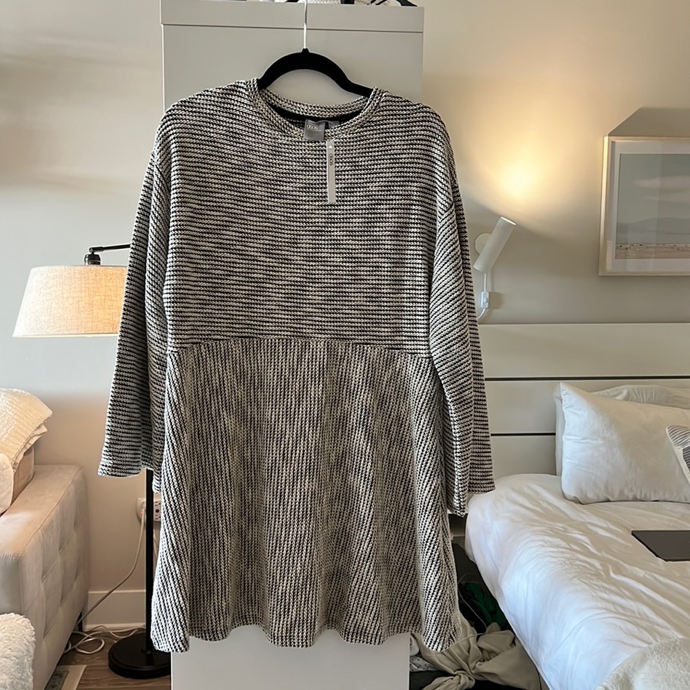 ASOS DESIGN marl smock swing mini dress in gray marl